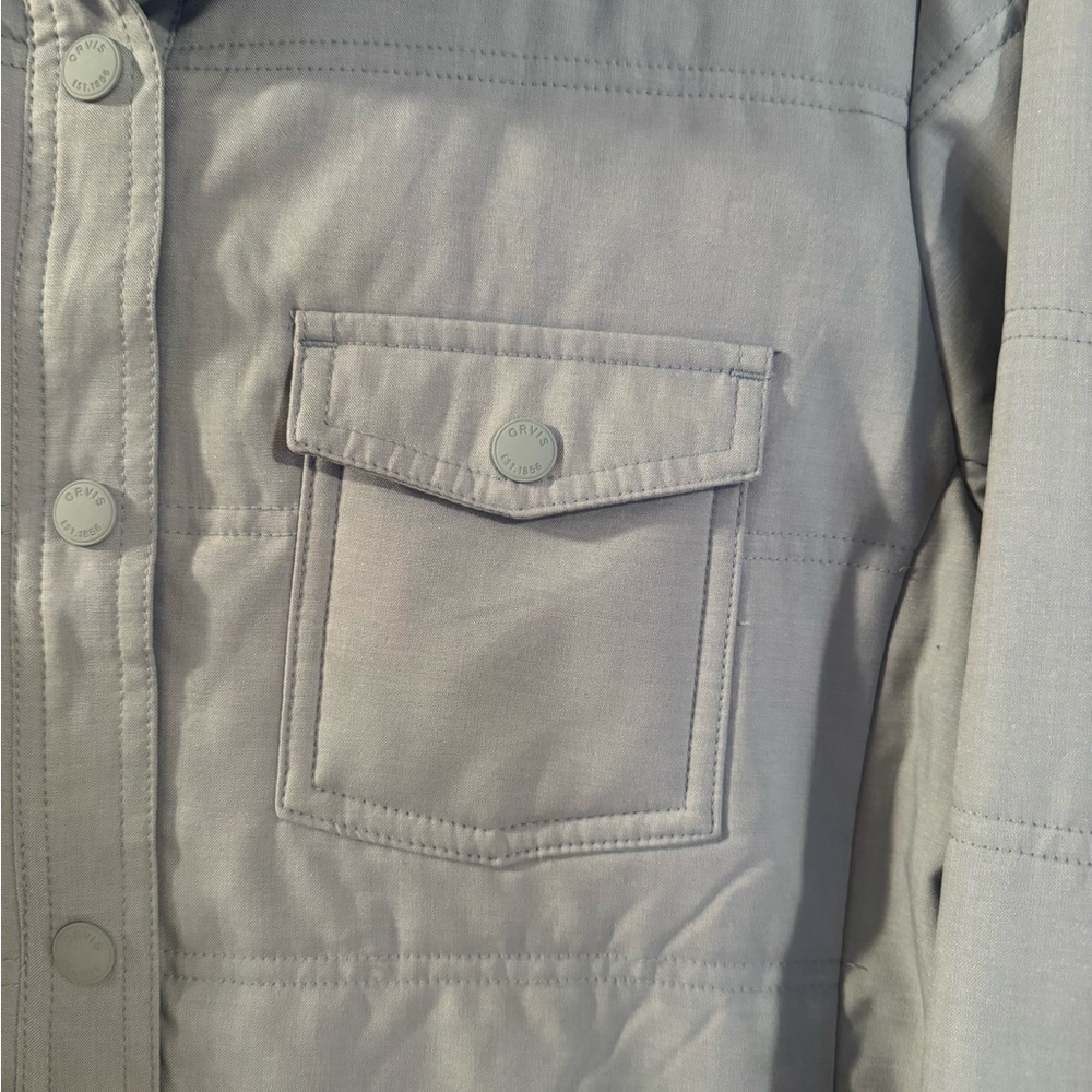 Orvis Pale Blue Quilted Snap-Front Jacket. Great Condition!! Size Medium. - Picture 3 of 7